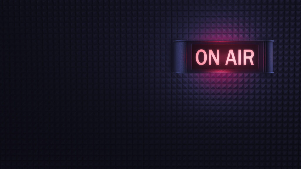 3d rendering, illustration of a retro on air sign on soundproffi