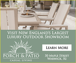 an evergreen digital advertisement for Porch & Patio