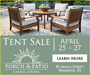 a targeted seasonal advertisement for Porch & Patio's tent sale