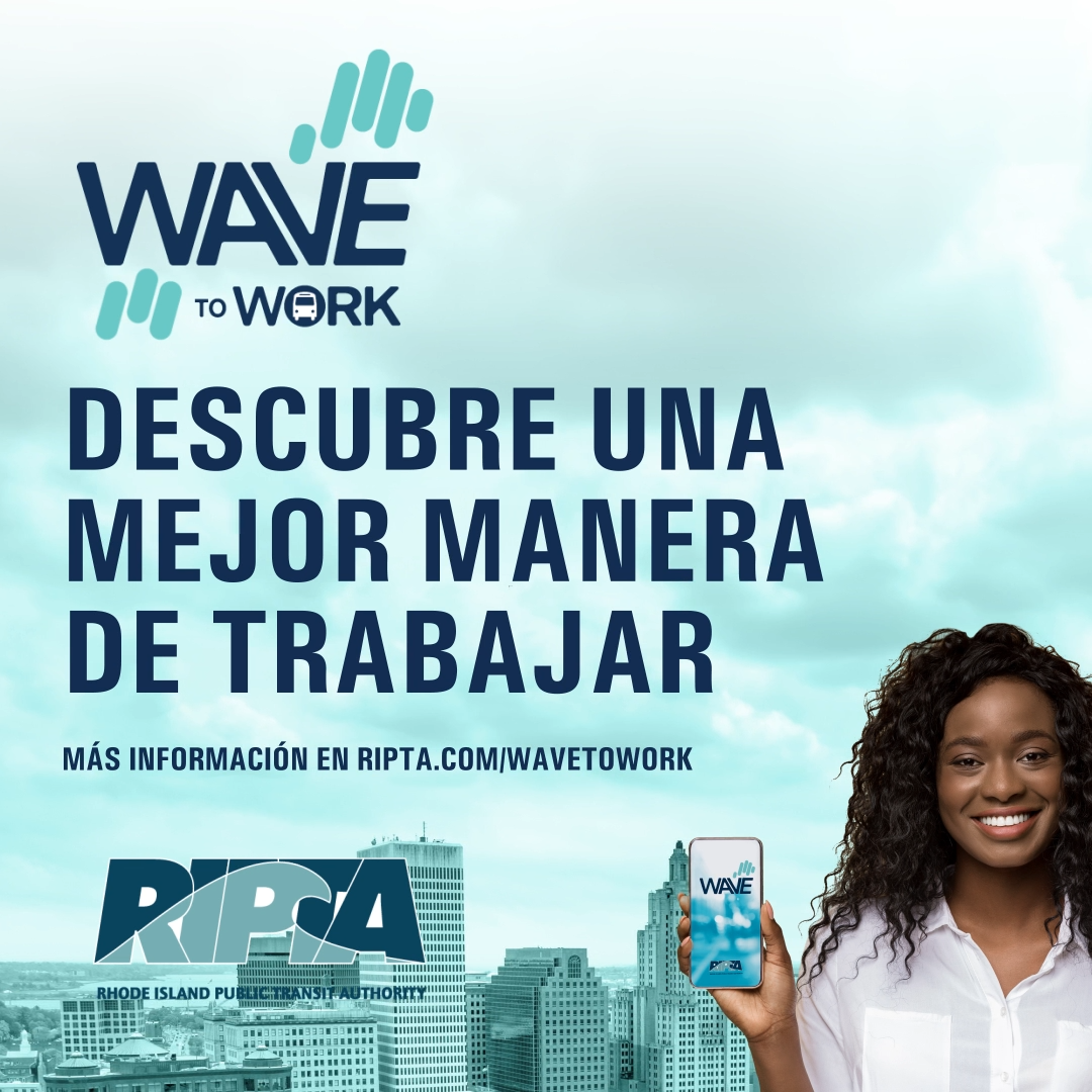 an advertisement for RIPTA's Wave to Work program, in Spanish